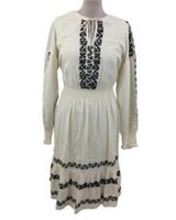 FatFace Women's Dress Size 12 Ivory Embroidered Shirred Waist Long Sleeve New F1 - 12 Regular