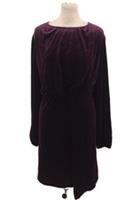 C&B Fat Face Women's Dress Size 12 Dark Plum Velvet Wrap Shirred L/Sleeve New F1 - 12 Regular
