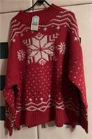 FAT FACE Red SNOWFLAKE Heavy Fair Isle Jumper Size 24. NWT - 24 Plus