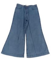 Fat Face Women's Jeans Size 14 Blue Wide Leg Drawstring Denim Elastic Waist New - 14 Regular
