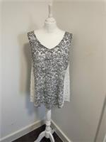Womens Fat Face Ivory Floral Sleeveless V-Neck Longline Vest Top Size UK 8 - 8 Regular