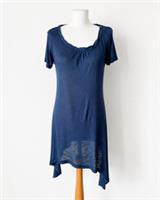 FatFace Navy Jersey Tunic Top Short Sleeve Hanky Hem Size 8 & 12 - 12 Regular