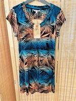 New with tags blue coral fat face palm leaf short summer dress 14 - 14 Regular