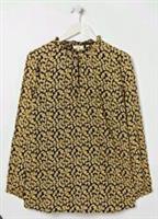 Fat Face Elise Ikat Texture Longline Blouse Black/Yellow Size 12 New With Tags - 12 Regular