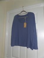 BNWT FAT FACE Size 20 Chambray 'Kelly' Long Sleeve Organic Stretch Cotton Top - 20 Plus