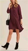 Fat Face Georgie Deep Berry Shirt Dress Size UK 12 - New With Tags - 12 Regular
