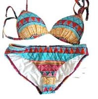 Fat Face UK 8 Multi Patterned Wire Free Boost Padded Halterneck Bikini Set - 8 Petites