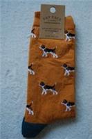 FAT FACE Cotton Rich Mustard Yellow Beagle Dog Mens Novelty Socks - 6.5-9 Regular