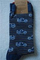 FAT FACE Cotton Rich Navy Blue Striped Mens Novelty Socks Travelling Home - 9.5-11 Regular