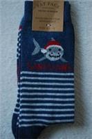 FAT FACE Cotton Rich Navy Blue Striped Mens Novelty Socks Santa Jaws Shark - 6.5-9 Regular