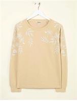 FatFace Ellie Natural Embroidered Crew Sweatshirt - Size 18 New - 18 Regular