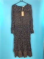 Fat Face Margot Pop Ditsy Floral Long Sleeve Midi Dress Black Multi UK 14 BNWT - 14 Regular
