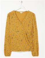 Fat Face MID-YELLOW Bethany Ditsy Wrap Top - Size 14 - 14 Regular
