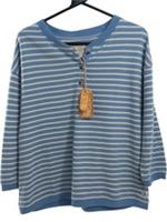 Fat Face Southbourne Stripe Top Women's Size 14 Blue White Button UK 14 - 14 Regular