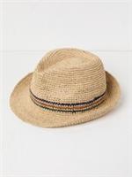 FatFace Natural Stripe Straw Trilby Hat