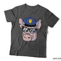 Police Officer Funny Fat Cop Pig Face Policeman Officer Cop T-Shirt - M Regular