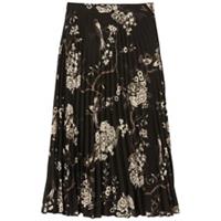 Fat Face Women's Perrie Oriental Pleated Black Floral Skirt - 12 Regular