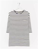 Fat Face Women's Leena Stripe 3/4 Sleeves Longline Top In White Navy - 12 Regular