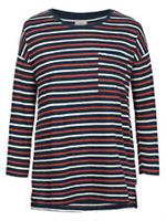 Fat Face Women's Harriet Stripe Front Pocket Long Sleeve Top T-Shirt - 12 Regular