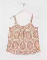 Fat Face Women's 100% Linen Briar Linear Batik Cami in Ivory - 24 Regular