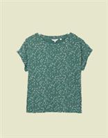 Fat Face Women's Moon And Stars Short Sleeve Green Pyjama Loungewear Top - 8 Regular
