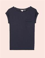 Ex Fat Face Women's Short Sleeve Lace Detail T-shirt in Navy - 6 Regular