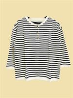 Ex Fat Face Womens Long Sleeve Southbourne Stripe Henley Sweat in Ivory - 12 Regular