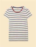 Ex Fat Face Womens Stripe Joie De Vivre T-shirt in Ivory - 8 Regular