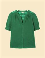 Ex Fat Face Women's Short Sleeve Marie Lace Top in Clover Green - 8 Regular