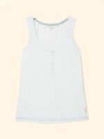 Ex Fat Face Women's Isla Henley Pyjama Vest Sleeveless Top In Bril White - 8 Regular