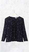 Ex Fat Face Women's Lunar Star Long Sleeve Blouse in Navy Soft - 10 Regular