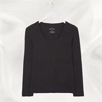 Ex Fat Face Womens Long Sleeve Kelly Scoop Organic T-Shirt in Black - 6 Regular