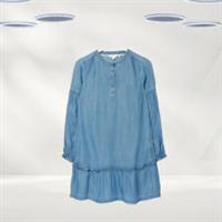 Ex Fat Face Womens Tencel Frill Dress in Denim Blue (Defect) - 10 Regular