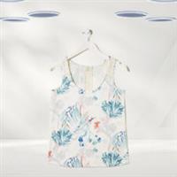 Ex Fat Face Women's Sleeveless Ocean Floral Vest in Ivory - 22 Regular