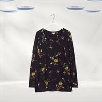 Ex Fat Face Women's Long Sleeve Posy Floral Longline Top in Black - 8 Regular