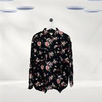 Ex Fat Face Womens Long Sleeve Button Up Top in Black Floral (Defect) - 6 Regular