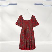 Ex Fat Face Womens Sunkissed Paisley Jersey Dress in Red (Defect) - 12 Regular