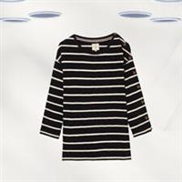 Ex Fat Face Womens Kinsley Drop Shoulder Stripe Top in Black - 12 Regular