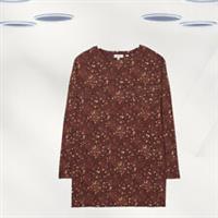 Ex Fat Face Womens Long Sleeve Longline Top in Brown Dot - 12 Regular