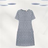 Ex Fat Face Women's Short Sleeve Simone Sea Floral Jersey Dress in Blue - 8 Regular