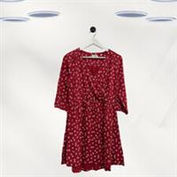 Ex Fat Face Women's 3/4 Sleeve Wrap Jersey Dress in Red Floral - 12 Regular