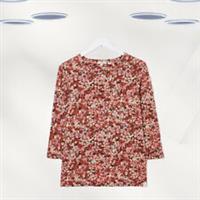 Ex Fat Face Womens 3/4 Sleeve Tulip Top in Brown Floral - 14 Regular