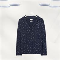 Ex Fat Face Women's Long Sleeve Jersey Star Pyjama Shirt in Navy - 10 Regular