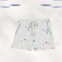 Ex Fat Face Women's Snowman Jersey Pyjama Short In Grey - 24 Regular