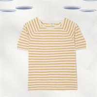 Ex Fat Face Women's Short Sleeve Stripe Jersey Top in Yellow - 14 Regular