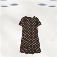 Ex Fat Face Women's Short Sleeve Simone Woodblock Jersey Dress In Black (Defect) - 12 Regular