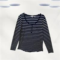 Ex Fat Face Women's Tisbury Stripe Henley T-shirt In Navy - 12 Regular