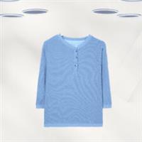 Ex Fat Face Womens 3/4 Sleeve Henley Sweat Top In Light Blue - 10 Regular