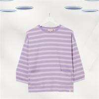 Ex Fat Face Womens 3/4 Sleeve Crew Sweatshirt In Lilac Stripe (Defect) - 14 Regular