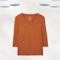 Ex Fat Face Womens 3/4 Sleeve Keme Organically Cotton Top in Rust Brown - 16 Regular